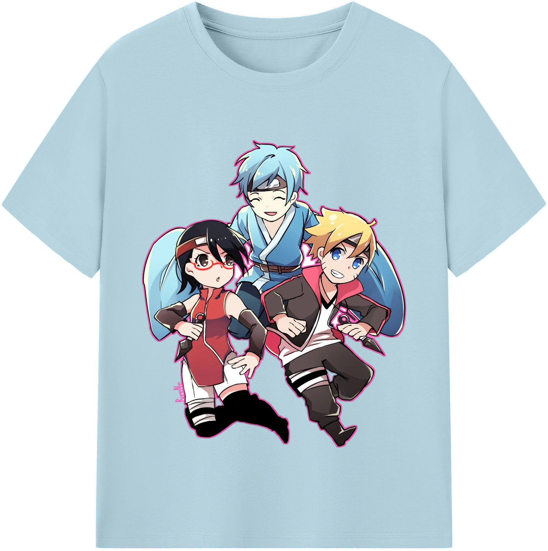 （画像用） NARUTO -ナルト- うちは サラダ Uchiha Sarada 綿100％半袖Tシャツ（フロントプリント）
